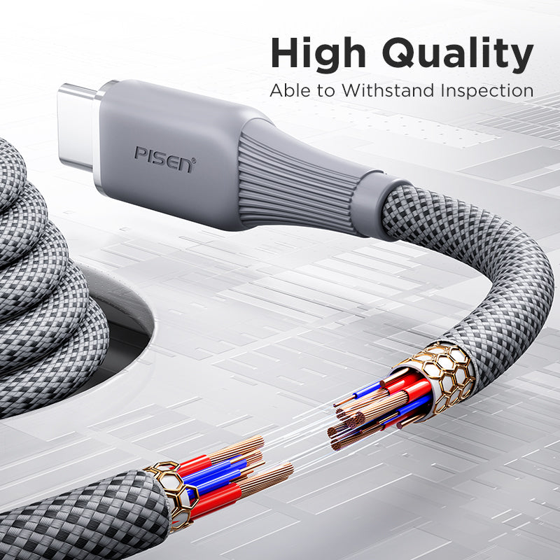 PISEN NoirSync USB-A to USB-C Cable – 12W Charging & Sync Cable, Grey (TC-FC31-1000)