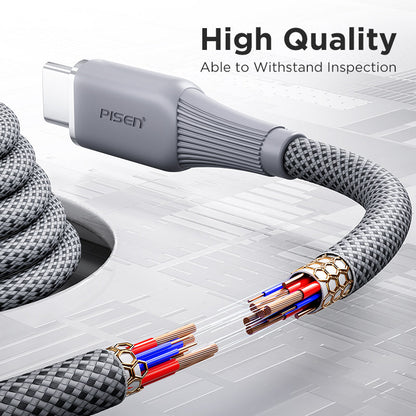 PISEN NoirSync USB-A to USB-C Cable – 12W Charging & Sync Cable, Grey (TC-FC31-1000)