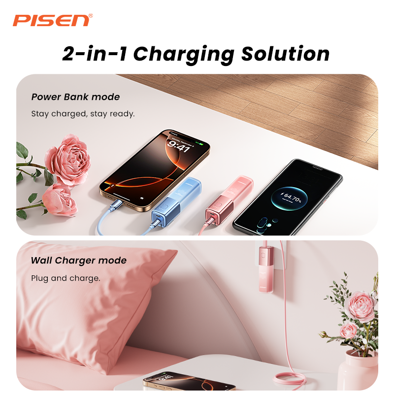 PISEN GlamVolt 30W Power Bank 5000mAh – Slim Fast-Charging Portable Charger (TS-D327)