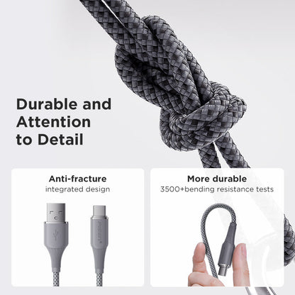 PISEN NoirSync USB-A to USB-C Cable – 12W Charging & Sync Cable, Grey (TC-FC31-1000)