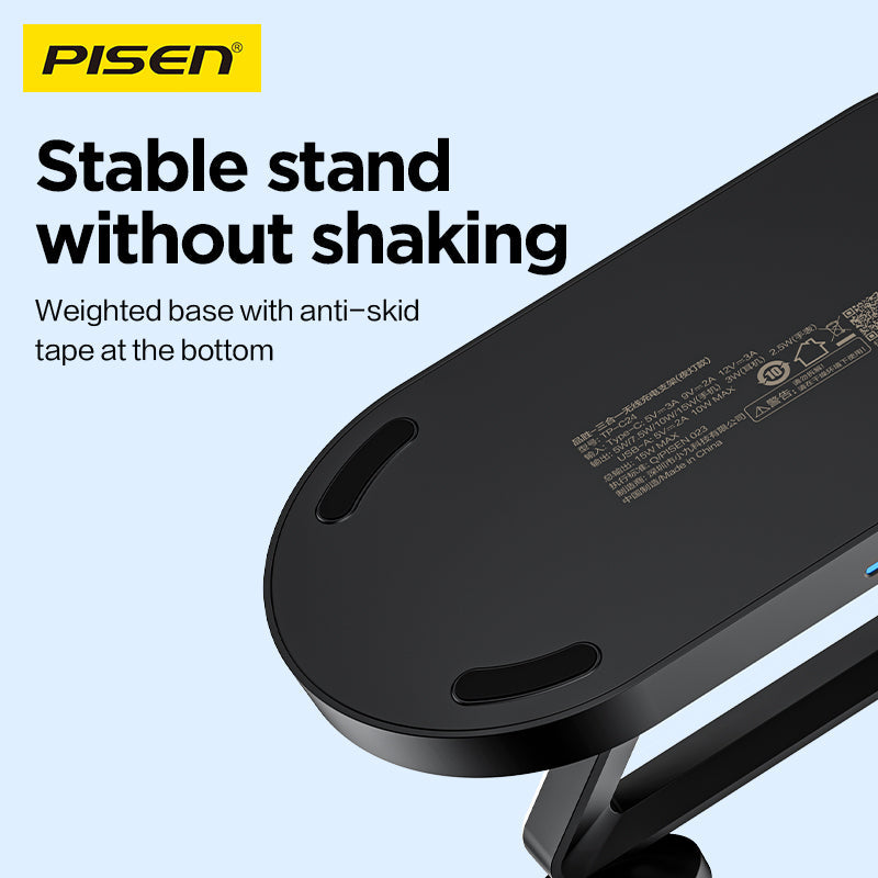 PISEN 3-in-1 Qi2 Wireless Charging Stand – MagSafe Dock with Night Light (TP-C24)
