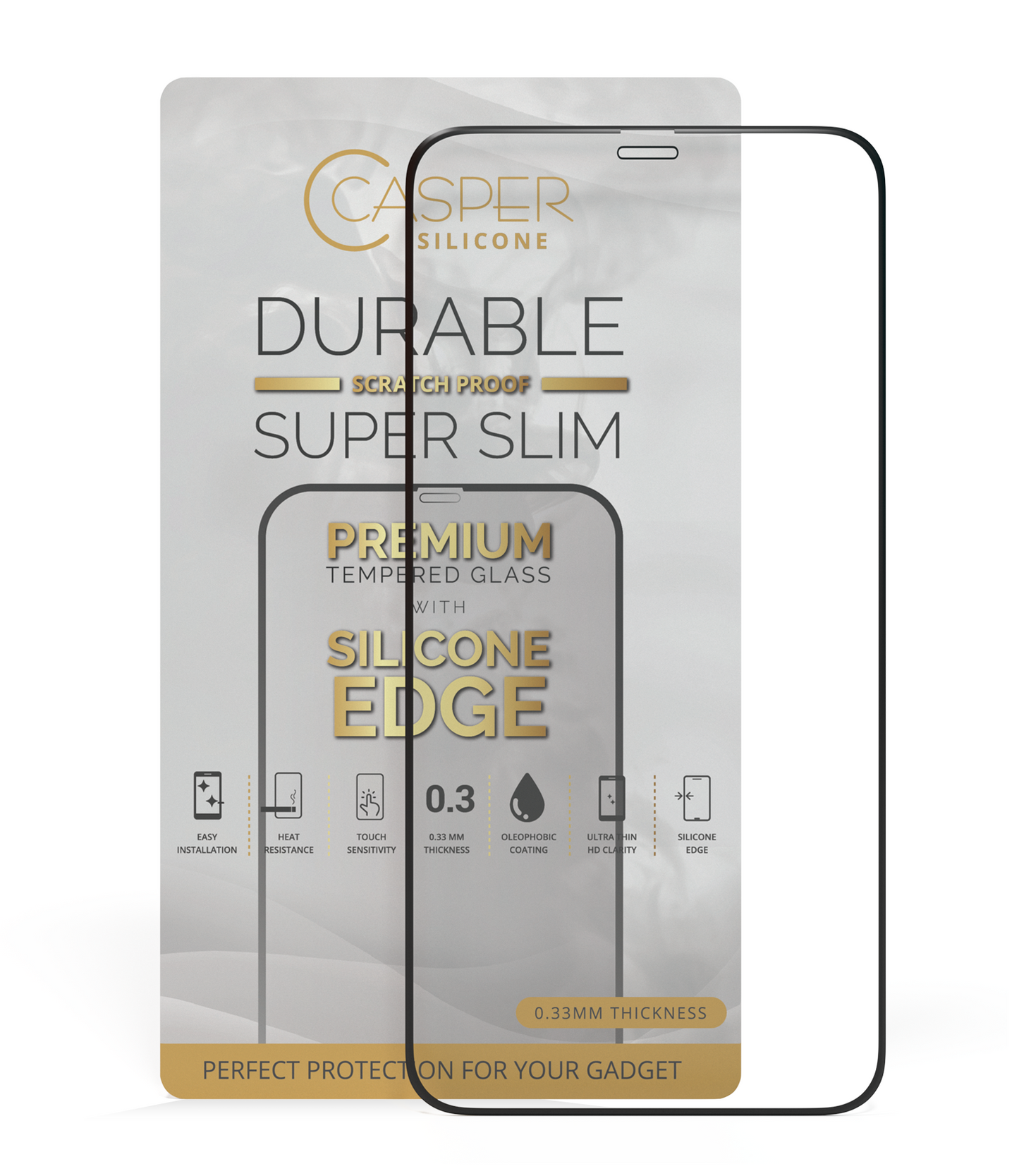 iPhone 12 Pro Max (Clear + Silicone Edge) Casper Tempered Glass Screen Protector