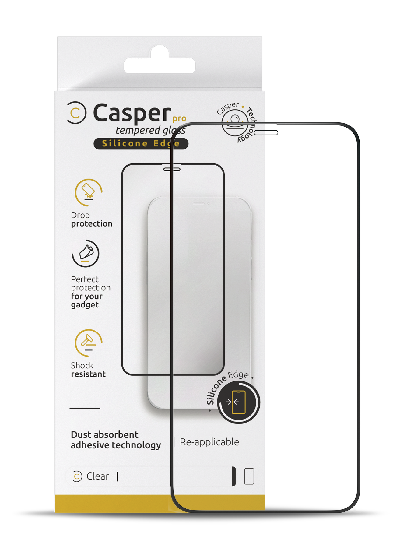 Casper Pro Silicone Tempered Glass Screen Protector – iPhone 13 Mini (Silicone Edge, HD Clear)