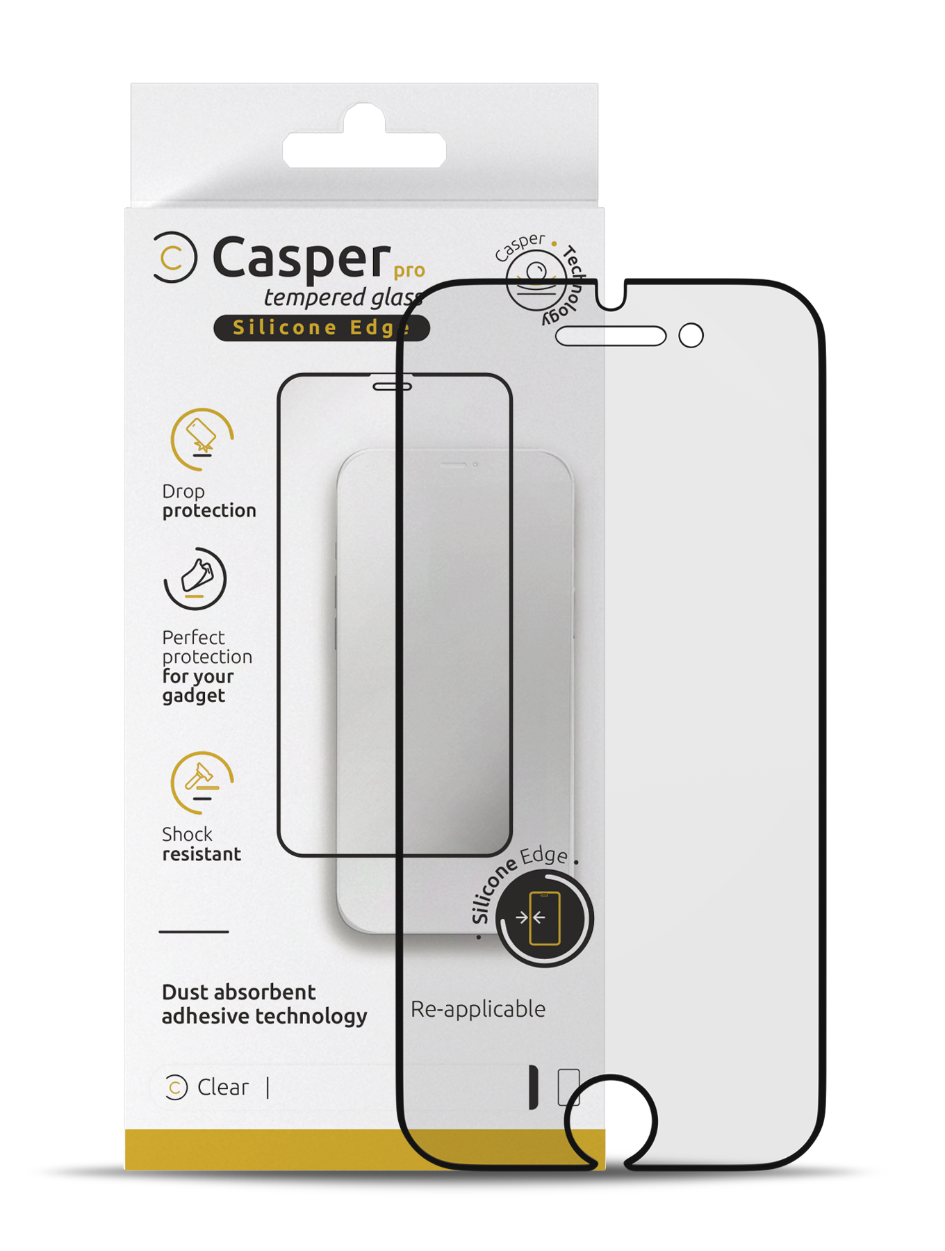 Casper Pro Silicone Tempered Glass Screen Protector – iPhone SE (Silicone Edge, HD Clear)