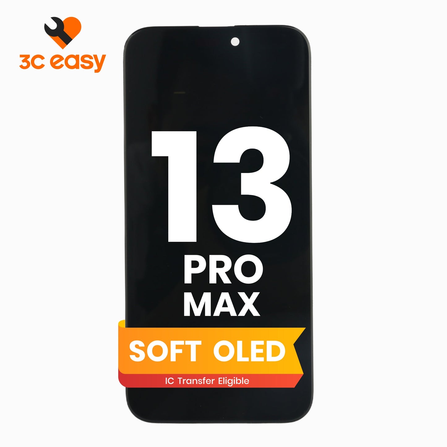 iPhone 13 Pro Max Screen Replacement – 3C EASY Replacement Part (Soft OLED, Black)
