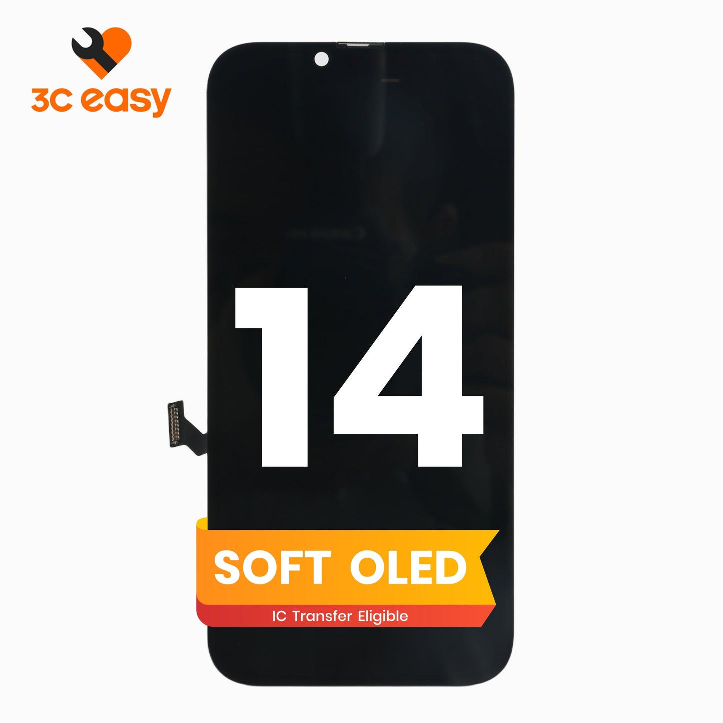 iPhone 14 Screen Replacement – 3C EASY Replacement Part (Soft OLED, Black)