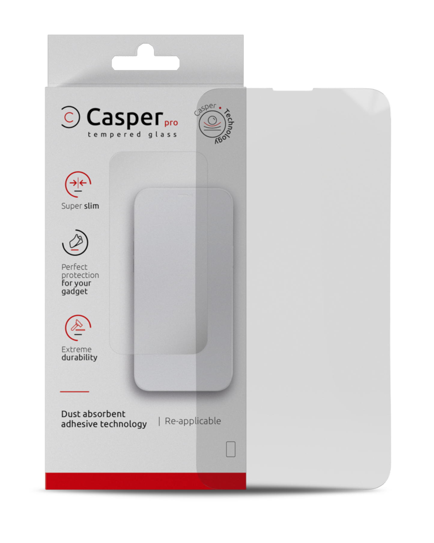iPhone 15 Plus / 16 Plus (Clear 9H, HD) Casper Pro Tempered Glass Screen Protector