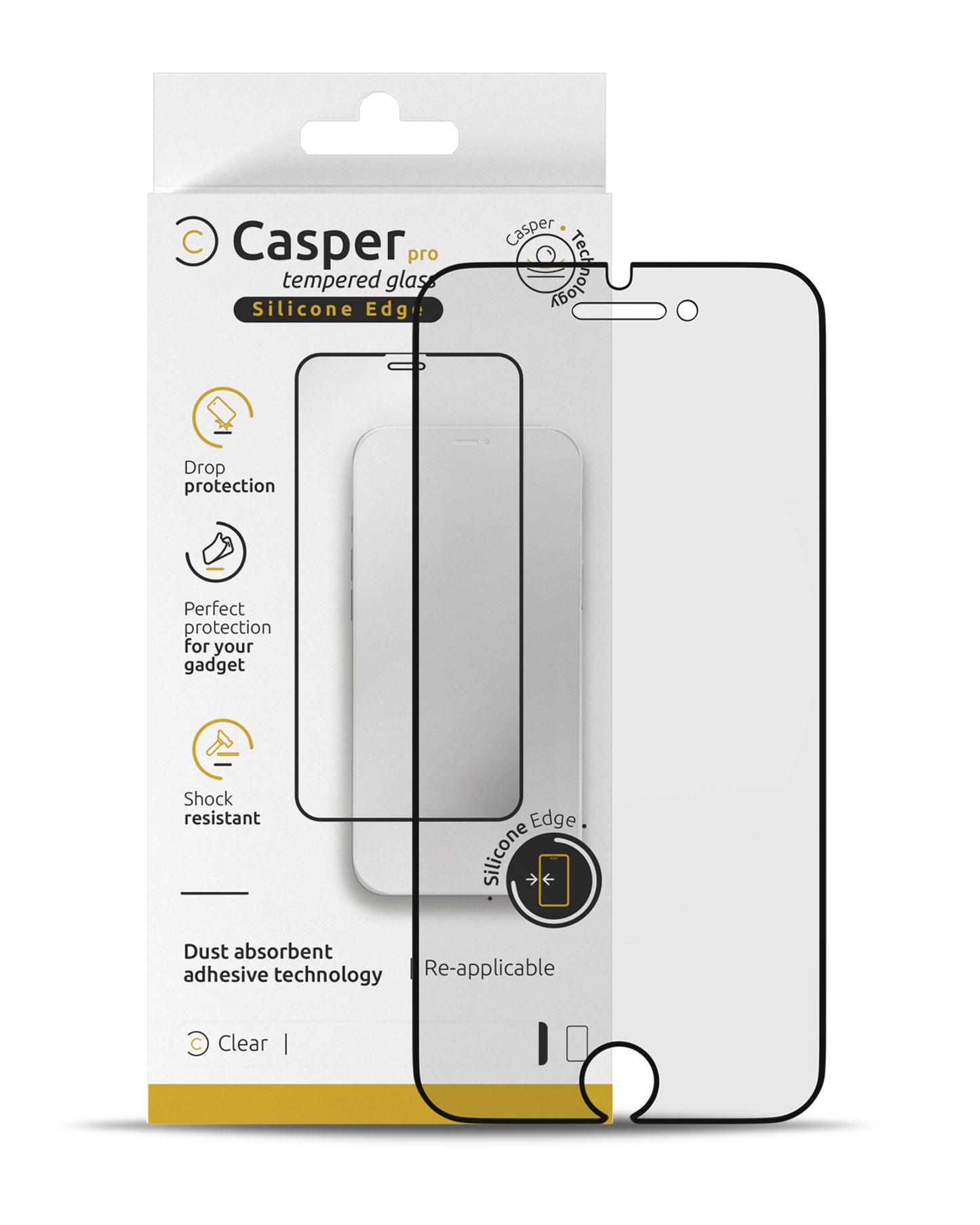 Casper Pro Silicone Tempered Glass Screen Protector – iPhone 6 Plus / 6S Plus / 7 Plus / 8 Plus (Silicone Edge, HD Clear)
