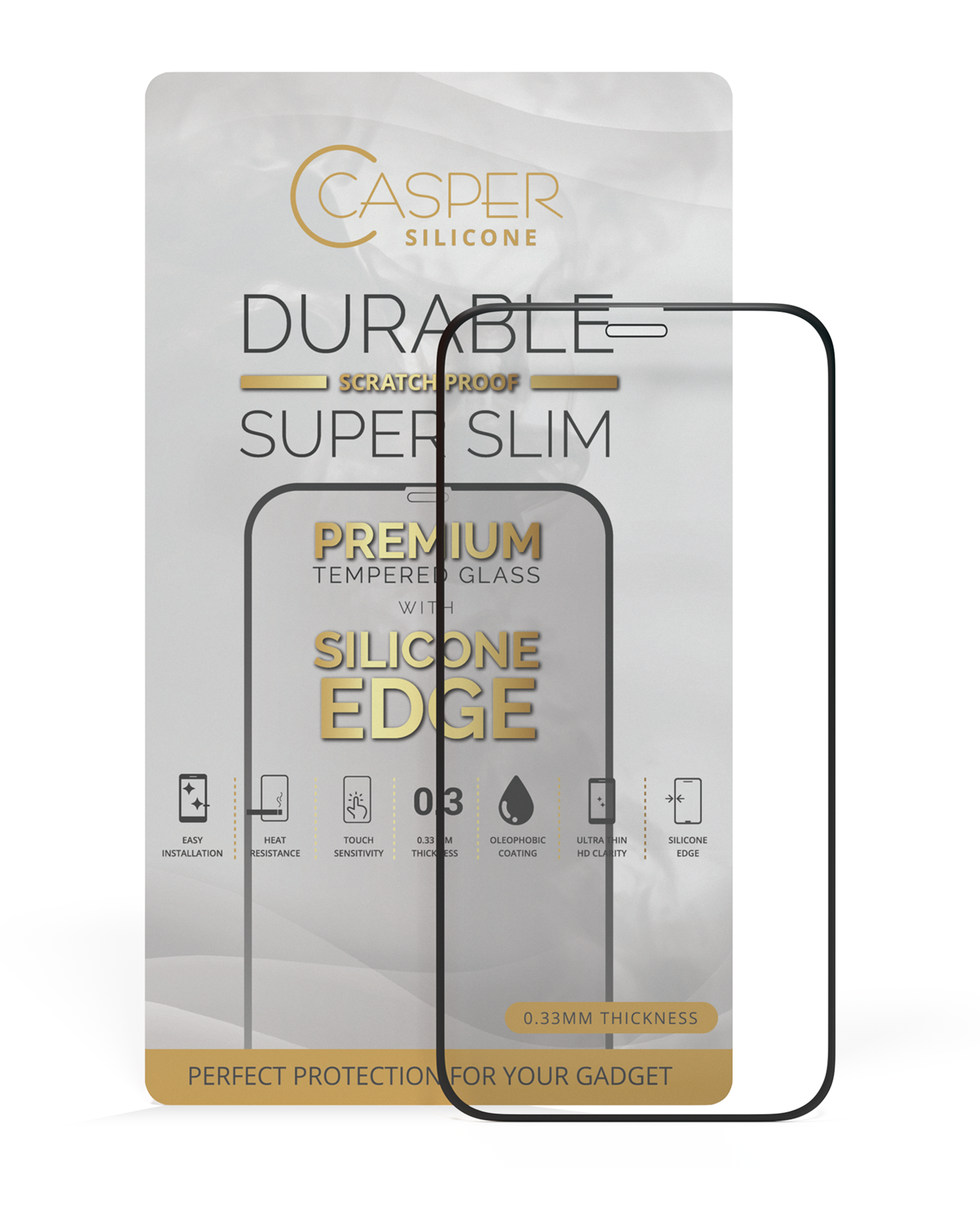 iPhone 12 Mini (Clear + Silicone Edge) Casper Tempered Glass Screen Protector