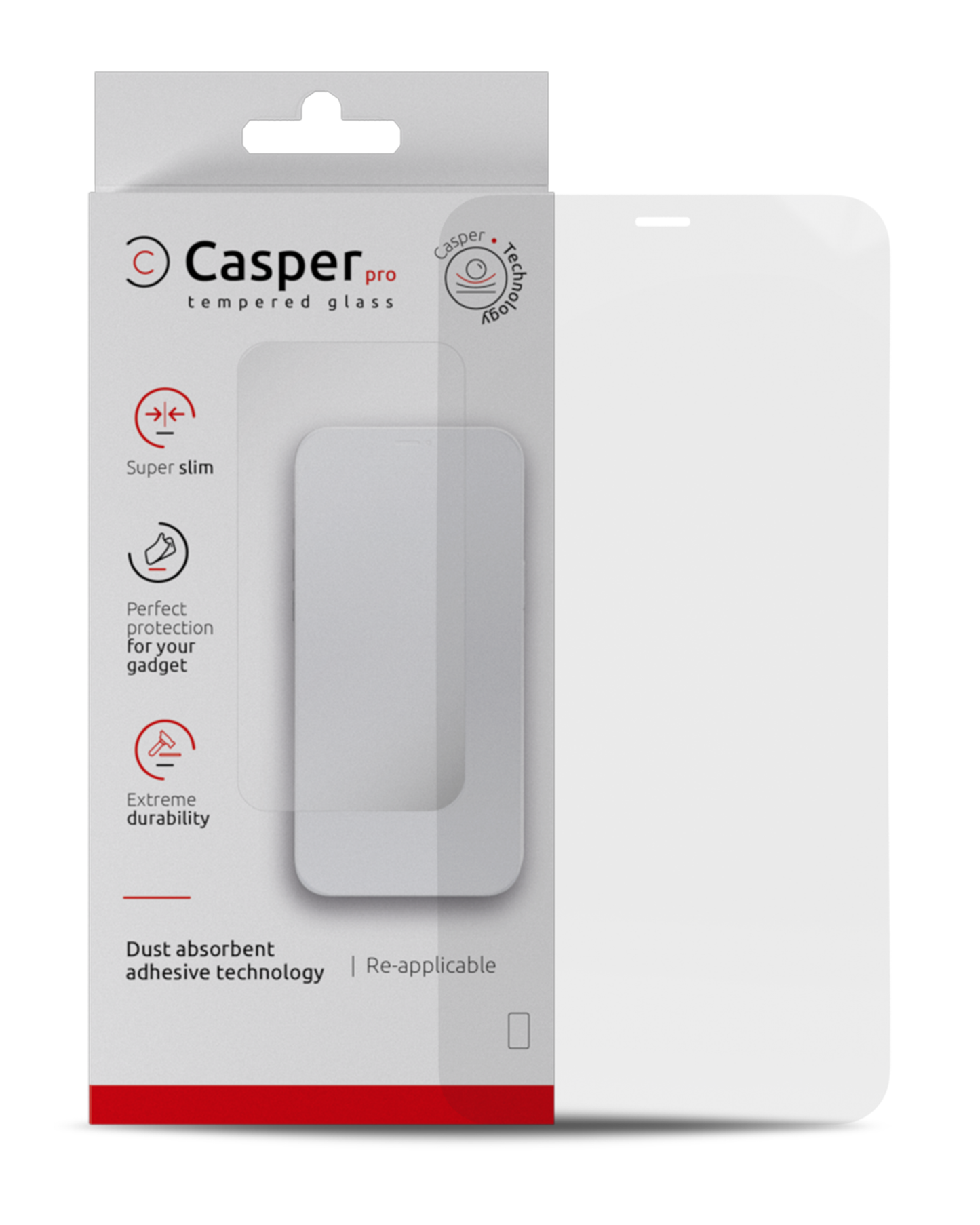 iPhone 12 Pro Max (Clear 9H, HD) Casper Pro Tempered Glass Screen Protector (Case-Friendly)
