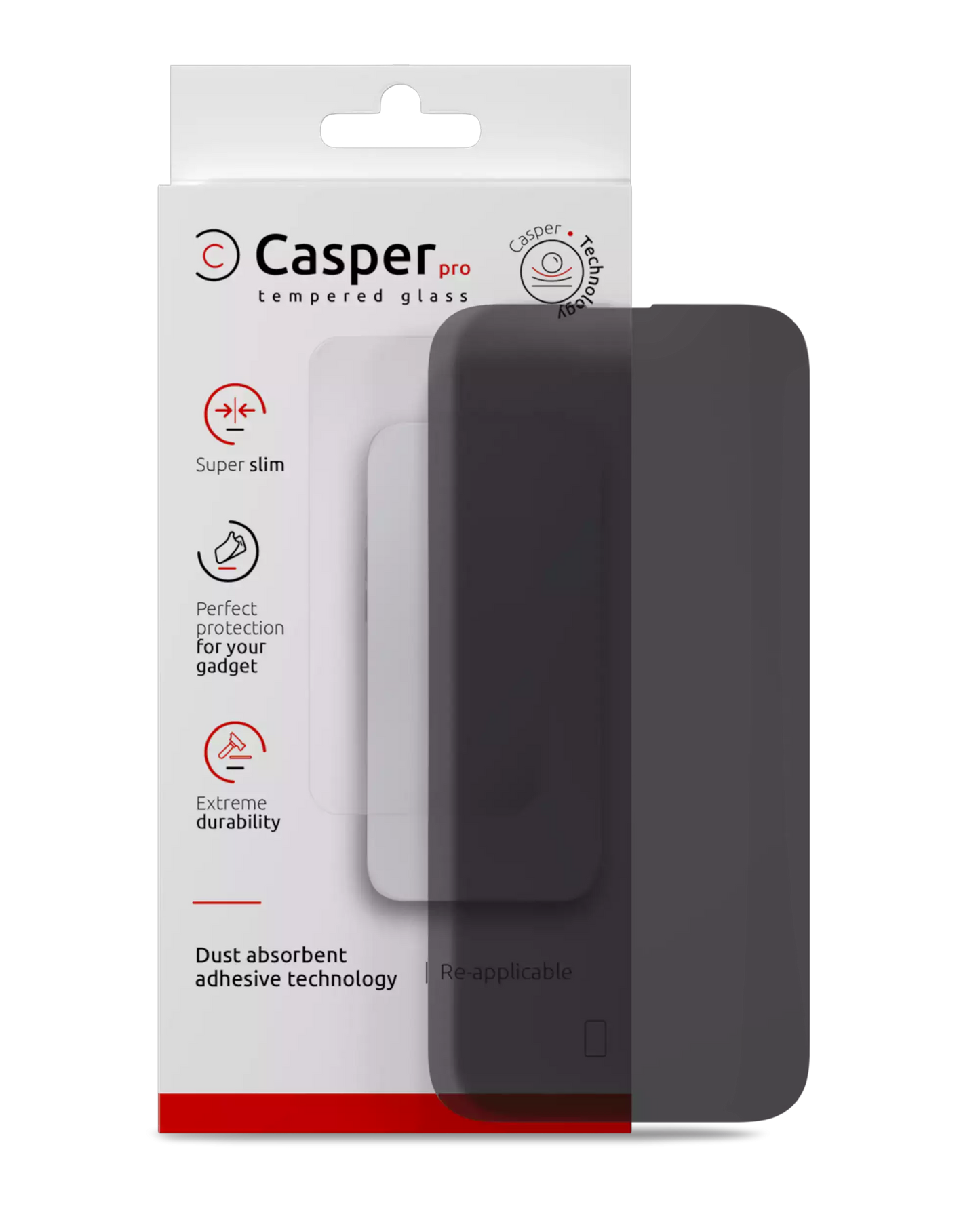 iPhone 16 Pro / 17 / 17 Pro (Privacy, 9H) Casper Pro Tempered Glass Screen Protector