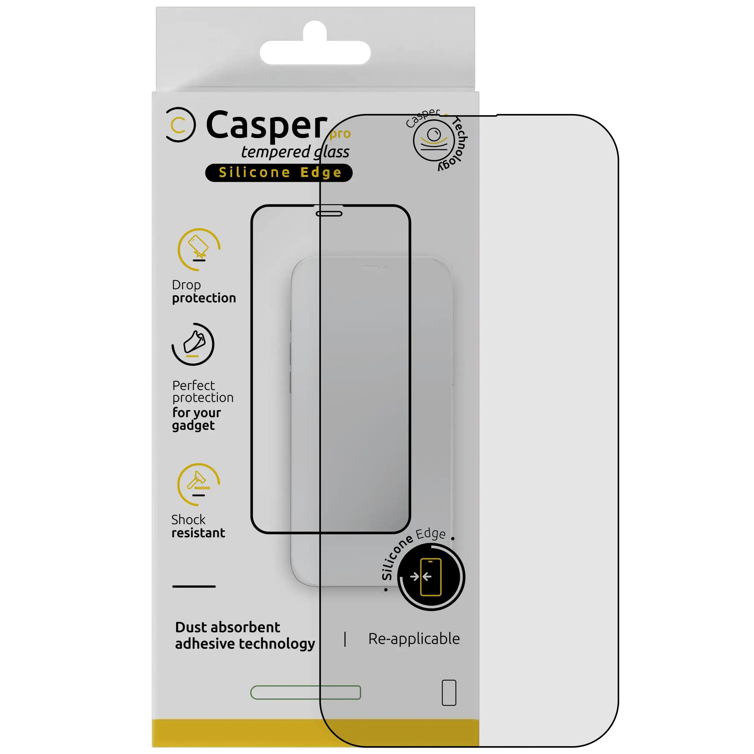 iPhone Air (Clear + Silicone Edge) Casper Pro Tempered Glass Screen Protector