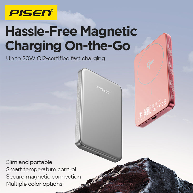 PISEN SleekVolt 20W Wireless Power Bank 5000mAh – Slim MagSafe Portable Charger (TP-D147)