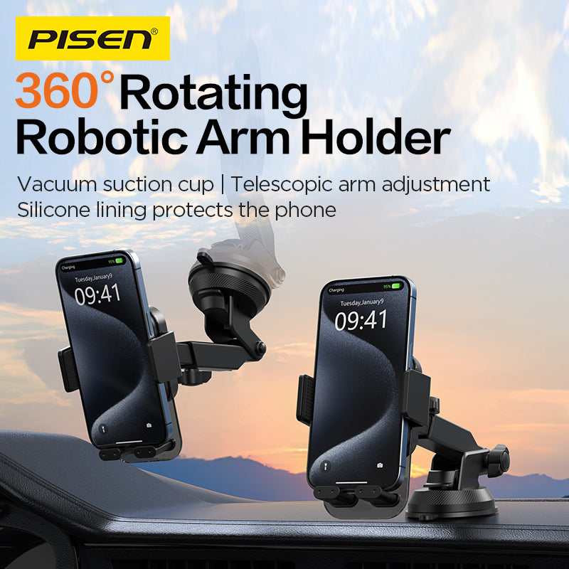 PISEN Robot Arm Car Phone Holder – Adjustable Dashboard Mount with Flexible Arm (TP-ZJ05)