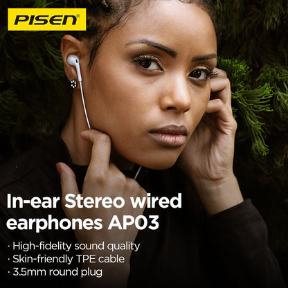 PISEN In-Ear Wired Earphones – Stereo Earbuds with Mic (AP03)