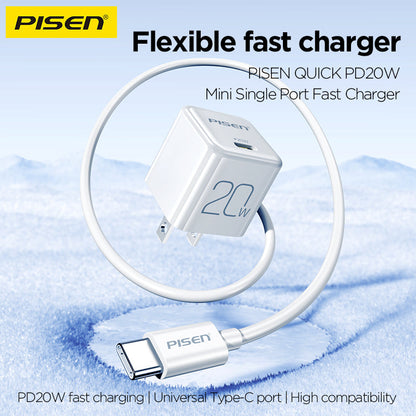 PISEN QUICK 20W PD Pudding Charger – Single-Port USB-C Fast Wall Charger (TP-C36)