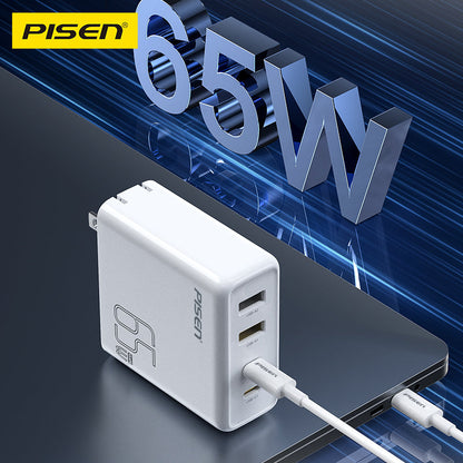 PISEN Pro 65W GaN Fast Charger – 4-Port 2C+2A USB-C Wall Charger, US Plug (TS-C146)