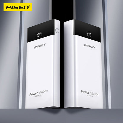PISEN Mr White Power Station 10500mAh Power Bank – Portable Charger with Display, White (TS-D322A)
