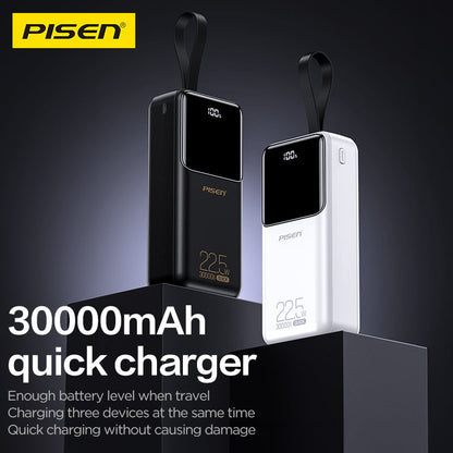 PISEN Semi-Mirror 22.5W Power Bank 30000mAh – High-Capacity Fast Portable Charger (TP-D040)