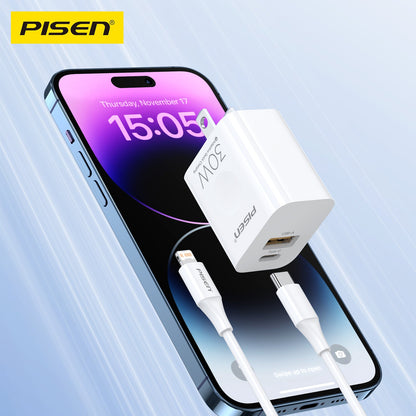 PISEN QUICK 30W Fast Charger – USB-C Wall Charger, US Plug (TS-C171)