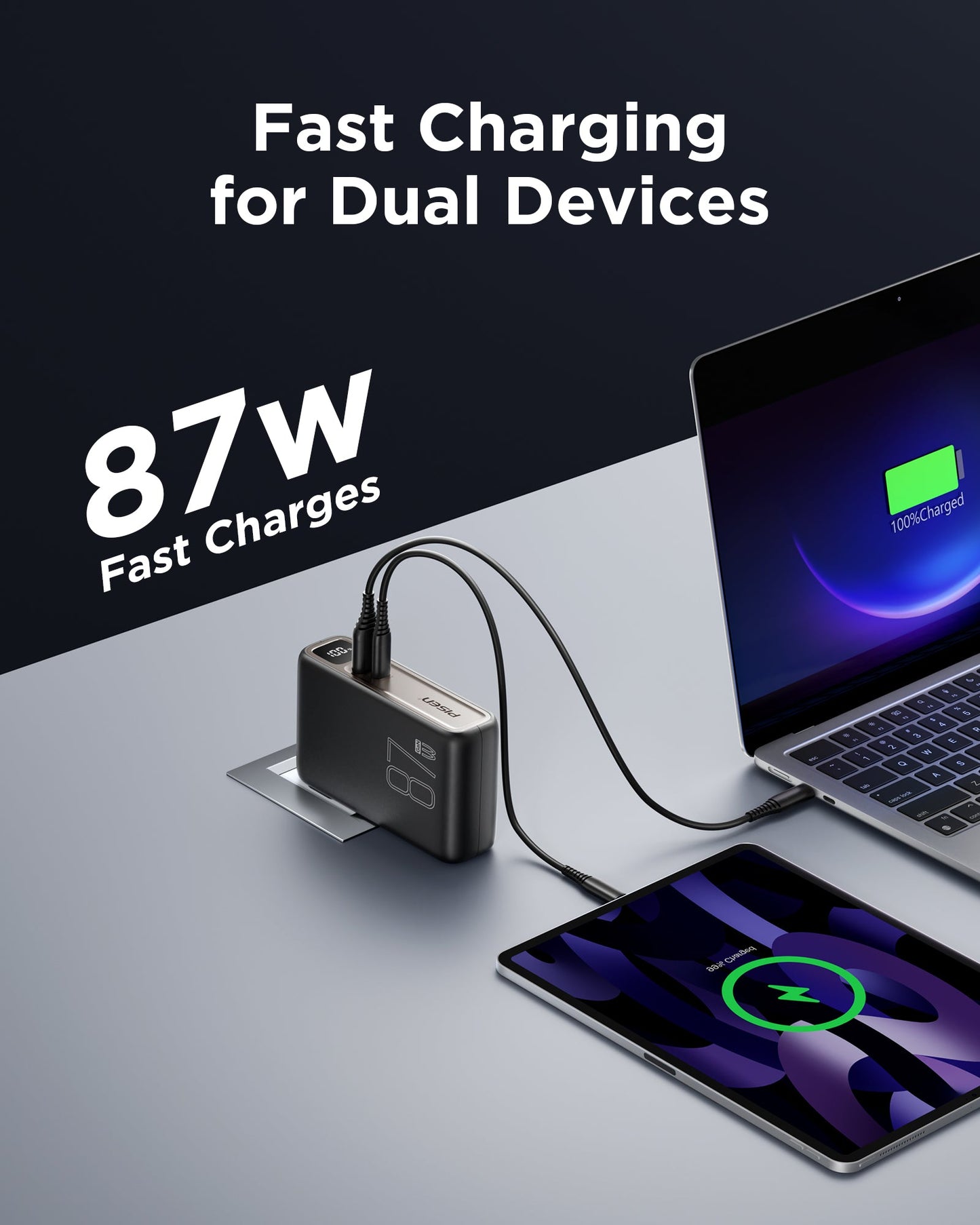 PISEN PRO 87W GaN Power Bank 10000mAh Kit – Fast Charger with Wall Adapter (TS-D319)