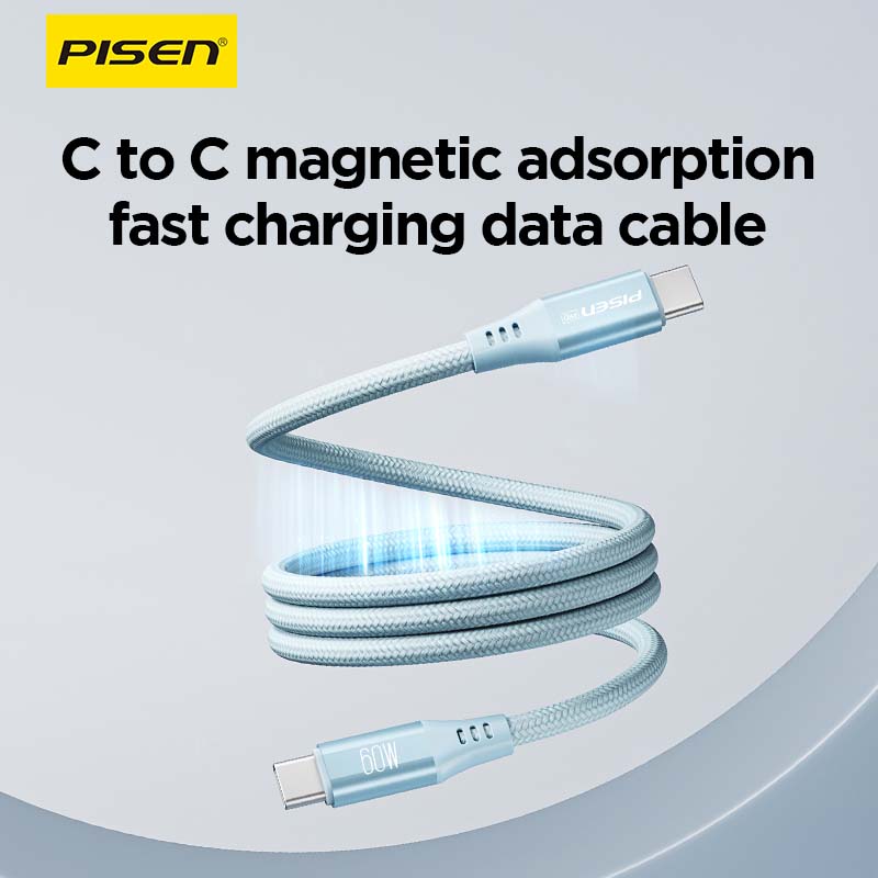 PISEN USB-C to USB-C Magnetic Braided Cable 1m – 60W Fast-Charging Cable (CC-FC22-1000)