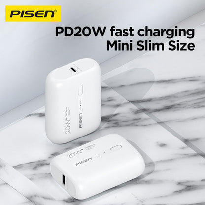 PISEN Power Tiny 20W Mini Power Bank 10000mAh – Compact Fast Portable Charger (TS-D304)