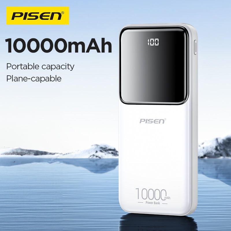 PISEN Semi-Mirror 10W Power Bank 10000mAh – Slim Portable Charger (TP-D053)