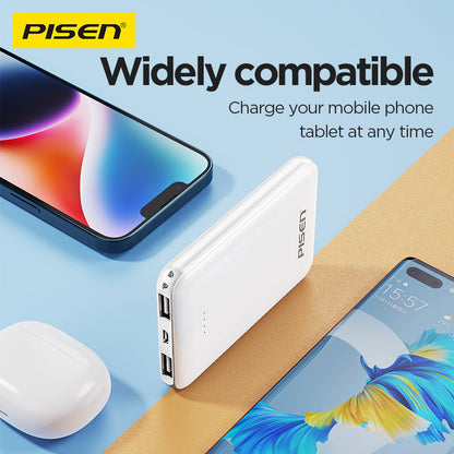 PISEN Mr White Mini 5000mAh Power Bank – Compact Portable Charger, White (TP-D34)