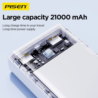 PISEN Mr White 21000mAh Power Bank – Portable Charger with Digital Display, White (TS-D294)