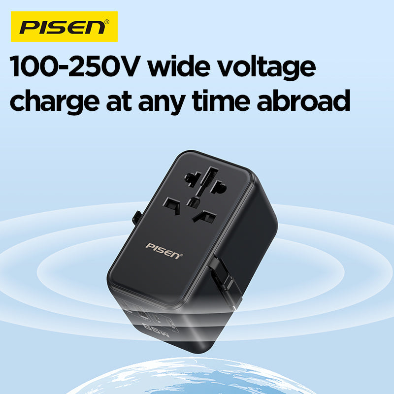 PISEN Global Travel 65W 5-Port GaN Fast Charger – Multi-Port USB-C Travel Adapter (TP-C94)