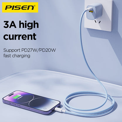 PISEN QUICK USB-C to Lightning Braided Cable – 27W PD Fast-Charging iPhone Cable (CL-PD10)