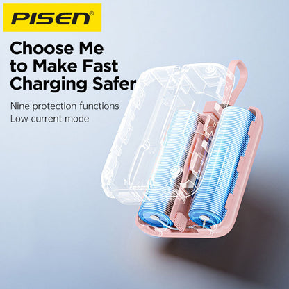 PISEN QUICK 30W Mini Power Bank with Dual Built-In Cables – Compact Fast Charger (TS-D373)