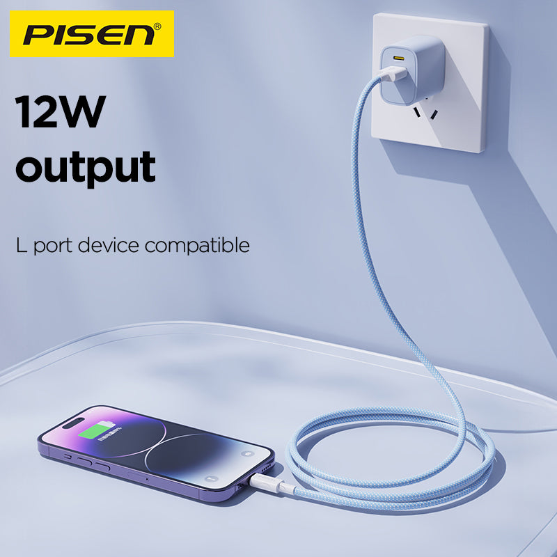PISEN USB-A to Lightning Braided Cable – 12W Fast-Charging iPhone Cable (AL34)