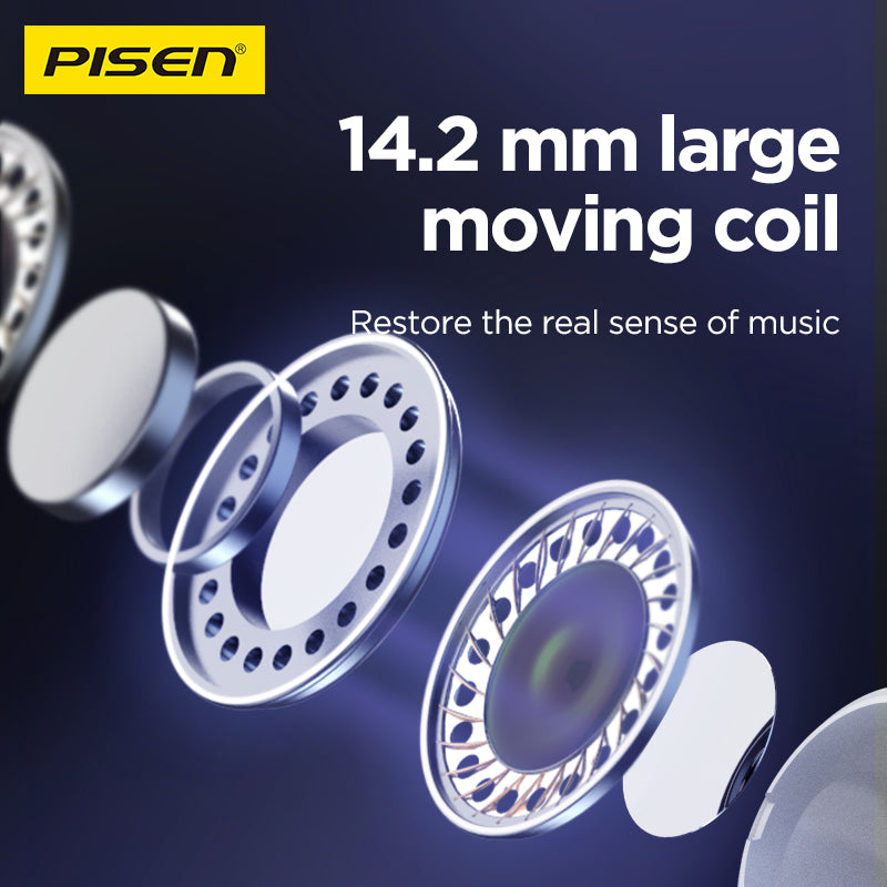 PISEN Half-In-Ear Wired Earphones – Stereo Earbuds with Mic (AP01)