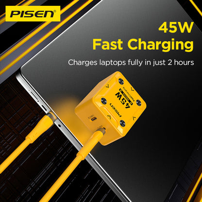 PISEN Mecha 45W 2-Port Fast Charger – USB-C Wall Charger, US Plug (TS-C187)