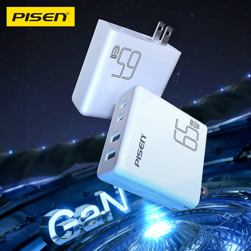 PISEN Pro 65W GaN Fast Charger – 4-Port 2C+2A USB-C Wall Charger, US Plug (TS-C146)