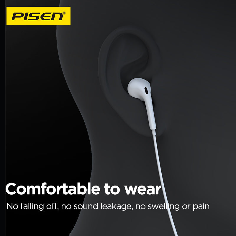 PISEN In-Ear Wired Earphones – Stereo Earbuds with Mic (AP03)