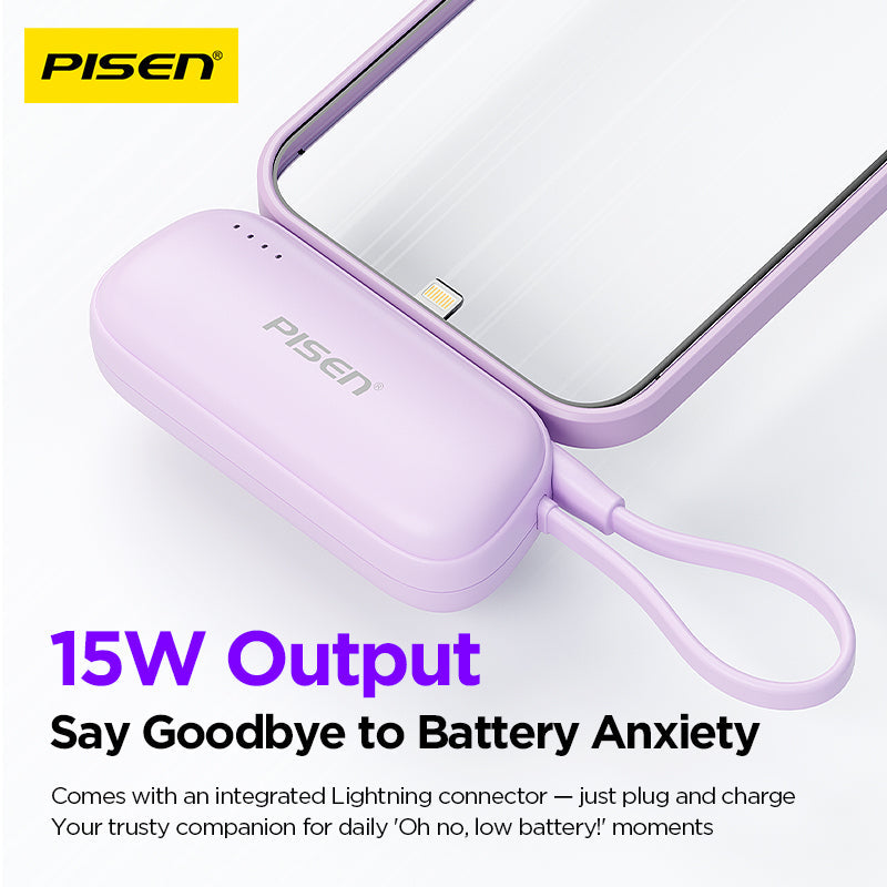 PISEN Tiny 15W Mini Power Bank 5000mAh – Compact Pocket Portable Charger (TP-D180)