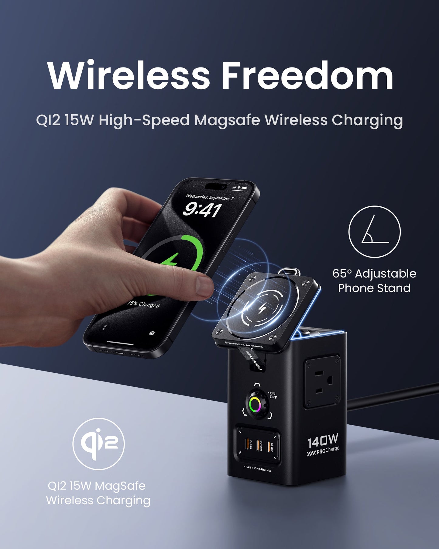 PISEN 140W GaN MagStation 8-in-1 Charging Hub – Magnetic Wireless Desktop Power Socket (KF27)