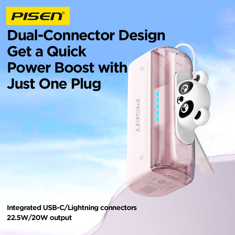 PISEN 2-in-1 Power Bank 5000mAh 22.5W – Built-In Connector Mini Portable Charger (TP-D139)