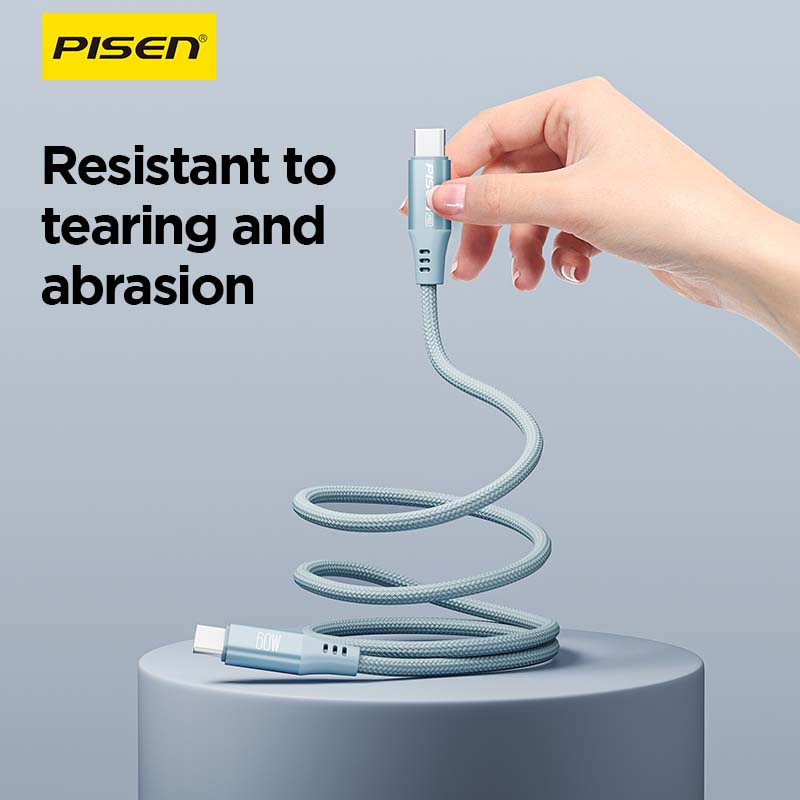 PISEN USB-C to USB-C Magnetic Braided Cable 1m – 60W Fast-Charging Cable (CC-FC22-1000)