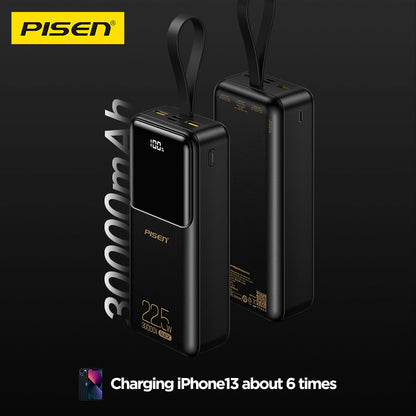 PISEN Semi-Mirror 22.5W Power Bank 30000mAh – High-Capacity Fast Portable Charger (TP-D040)