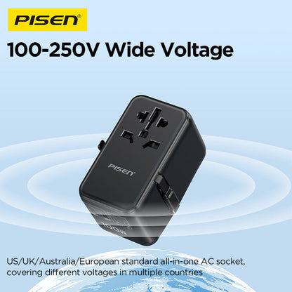 PISEN Global Travel 100W 5-Port GaN Fast Charger – Multi-Port USB-C Travel Adapter (TP-C95)