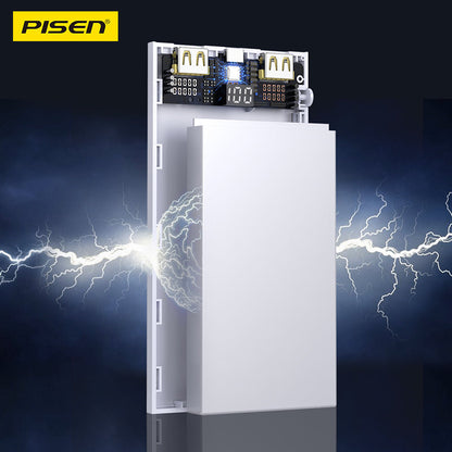 PISEN Mr White Power Station 10500mAh Power Bank – Portable Charger with Display, White (TS-D322A)