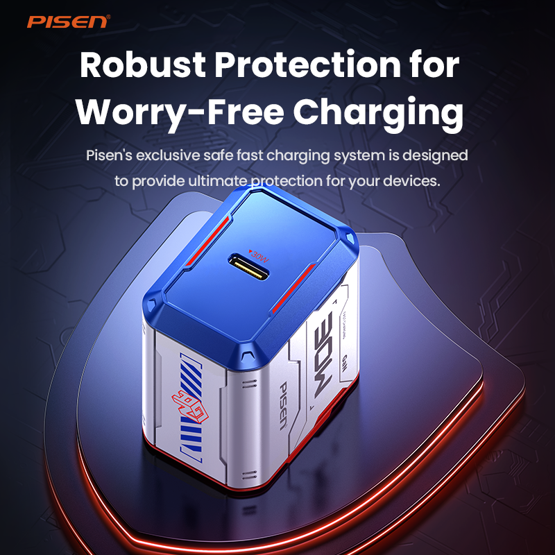 PISEN Gamer Lite 30W 1-Port GaN Fast Charger – Mini USB-C Wall Charger (TP-C32)