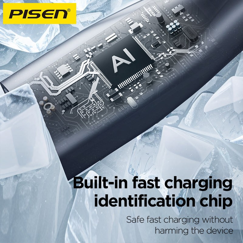 PISEN 3-in-1 Braided Charging Cable 1.2m – Lightning, USB-C & Micro Fast-Charge Cable (AP-FC15-1200)