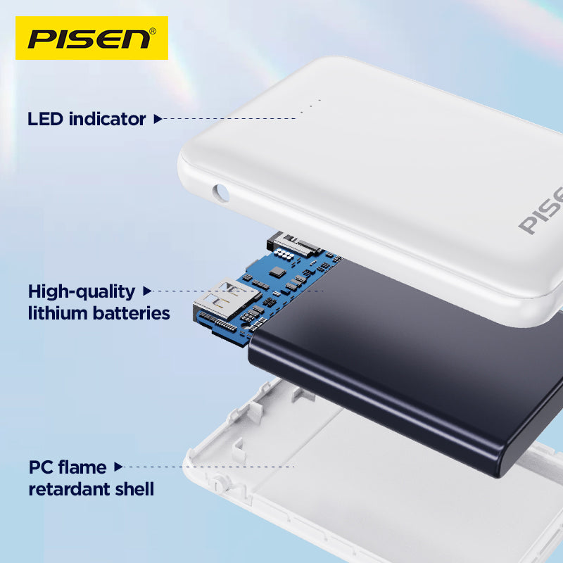 PISEN Mr White Mini 5000mAh Power Bank – Compact Portable Charger, White (TP-D34)