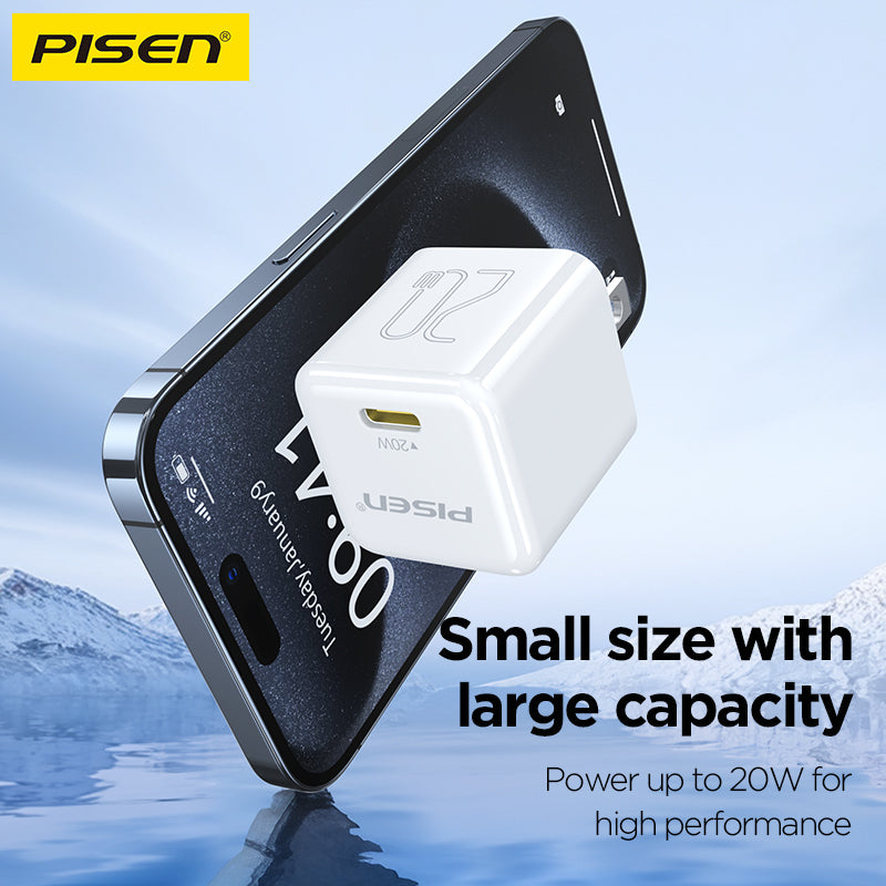 PISEN QUICK 20W PD Pudding Charger – Single-Port USB-C Fast Wall Charger (TP-C36)