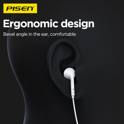 PISEN Half-In-Ear Wired Earphones – Stereo Earbuds with Mic (AP01)